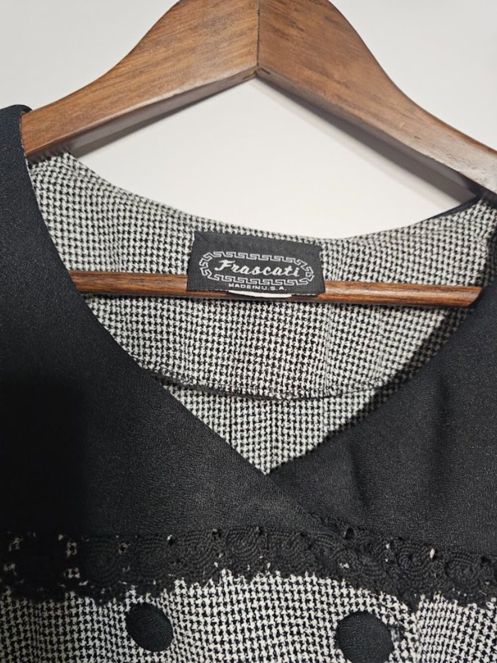 Vintage Frascati Retro 1990s Houndstooth Crop Blazer Whimsigoth Coquette - Picture 2 of 5